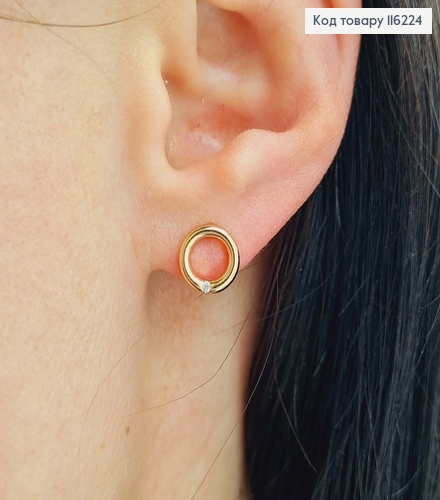 Серьги гвоздики, Колечко с камешком, 8мм, Xuping 18К 116224 фото 2