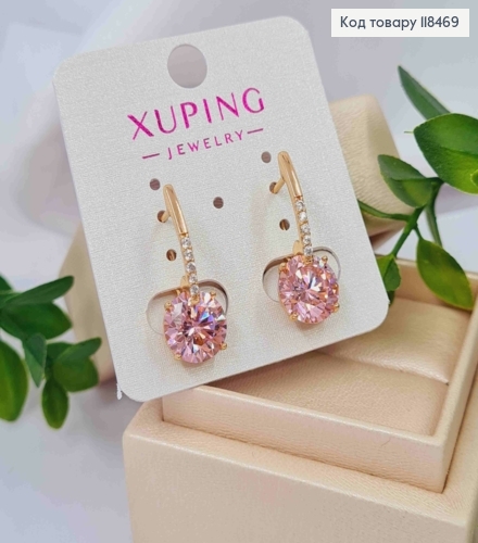 Серьги с Розовым камнем, 2,5см, англ. застежка, XUPING 18K 118469 фото 2