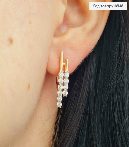 Серьги "ЛИЛИТ" украшены яркими камешками, 2,5см, англ. зам., XUPING 18K 118148 фото 3
