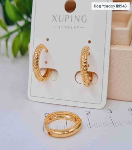Серьги кольца Фактурные, диаметр 1,6см, Xuping 18К 118948 фото 3