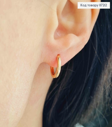 Серьги кольца простые, диаметр 1,3см, ширина 2мм, XUPING 18K 117212 фото 2