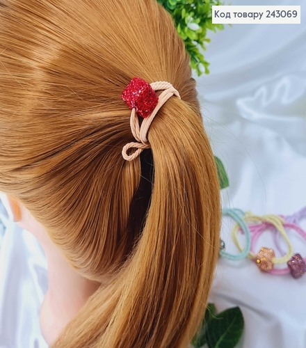 Резинка подвійна кольорова Квадрат в камінцях 5 шт/уп.. 243069 фото 3