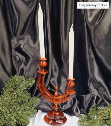 Підсвічник дерев'яний "ДУБ", висота 23,5см, ручна робота, Україна 691139 фото 2