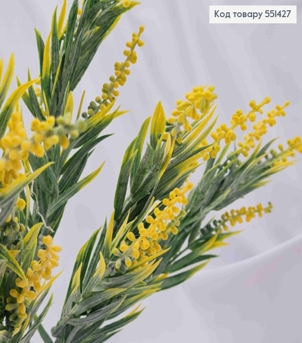 Искусственная композиция Куст Лаванды, ЖЕЛТОГО цвета, 7 веточек, высота 40см. 551427 фото 3