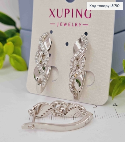 Серьги стрелы "Магическая Спираль" украшены камнями, 2,8см, англ. зам., XUPING 181710 фото 3