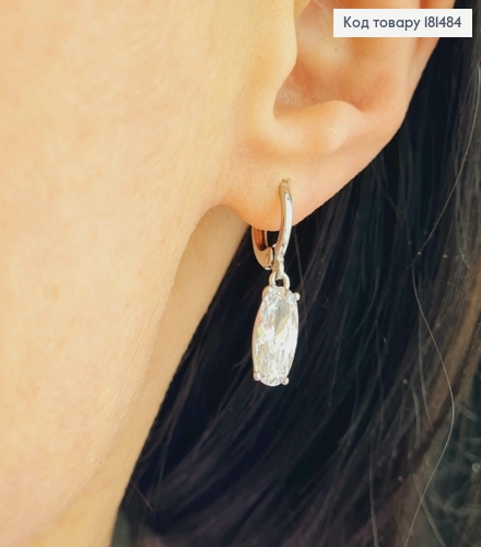 Серьги кольца с подвесным Блестящим камнем 1,2см, Xuping 181484 фото 3