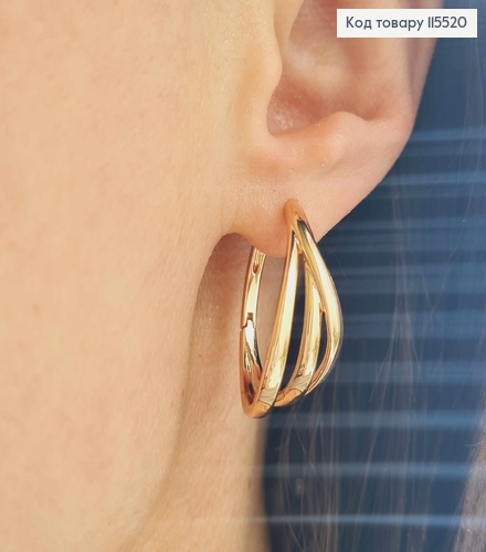 Серьги кольца, овальные, "Волна" 2,5см Xuping 18K 115520 фото 2