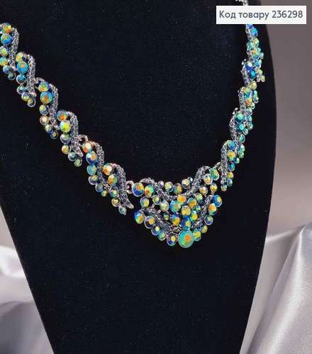 Набор Колье и серьги "Хамелеон" с зелеными камешками. 236298 фото 3