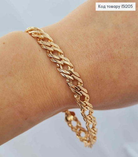 Браслет РОМБОВЫЕ плетение с тиснением по краям, ширина 9мм, длина 20см, Xuping 18K 151205 фото 2