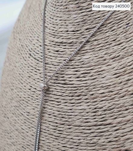 Ланцюжок, срібного кольору, з підвіскою трикутничками та шайбочкою для регуляції, 40+5см, сталь SS 240500 фото 2