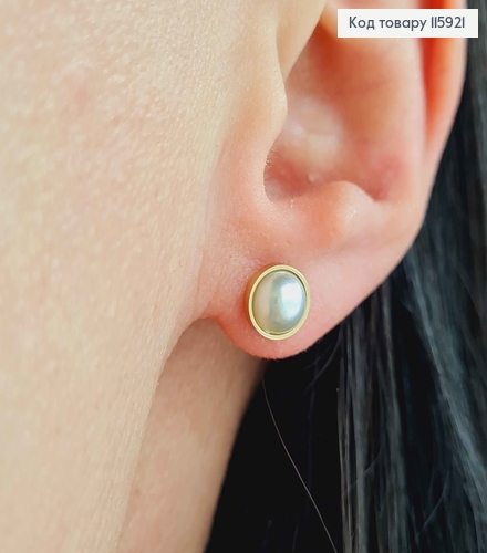 Серьги гвоздики, Жемчужинки в оправе, лимонного цвета, 6мм, Xuping 18K 115921 фото 2