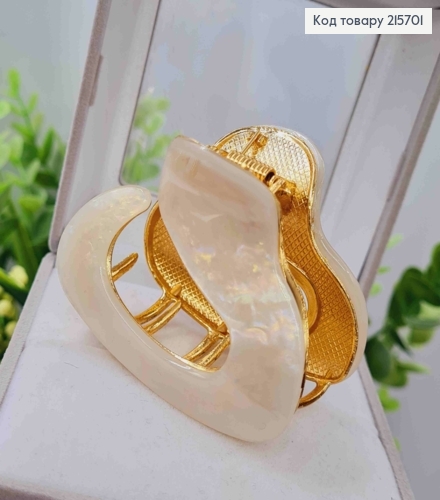 Краб метал "Овальний" з Акриловою пластиною, 6см, Перламутрового кольору 215701 фото 2