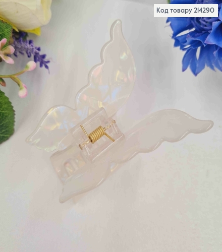 Краб пластик (акрил), БАБОЧКА, 7*6,5см, Перламутрово-Белого цвета 214290 фото 2