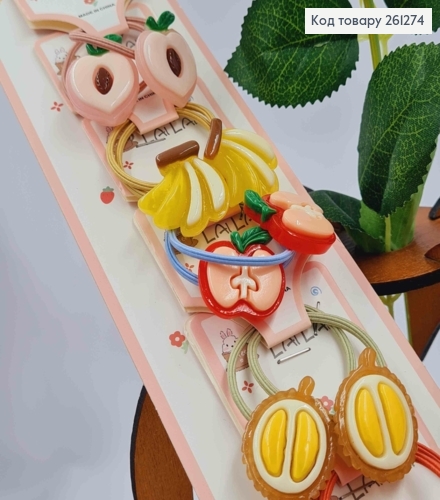 Набор детских резинок (20шт) ФРУКТИ в ассортименте, тонкие, диаметр 3,5см. 261274 фото 2