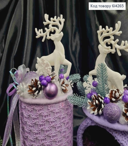 Коробка (11*15см) ФІОЛЕТОВА +кришка з ОЛЕНЕМ (висота 16см),декорована, ручна робота, Україна 614265 фото 2