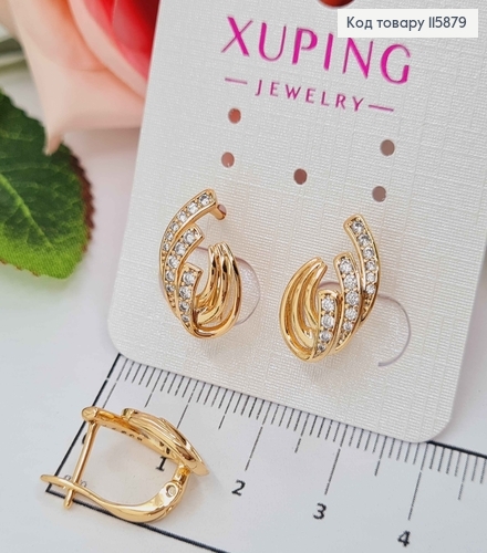 Серьги, "Кораллы", в камнях, 1,5см, англ.зам. Xuping 18K 115879 фото 2