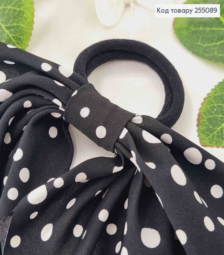 Резинка 5см, Твіллі з бантиком, Чорного кольору, в горошок різних розмірів, довж.16см  255089 фото 2