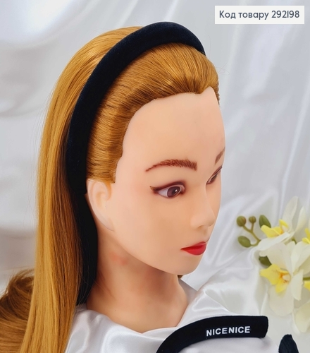 Обруч пластик, мягкий велюр, ЧЕРНЫЙ, шир.2см. 292198 фото 2