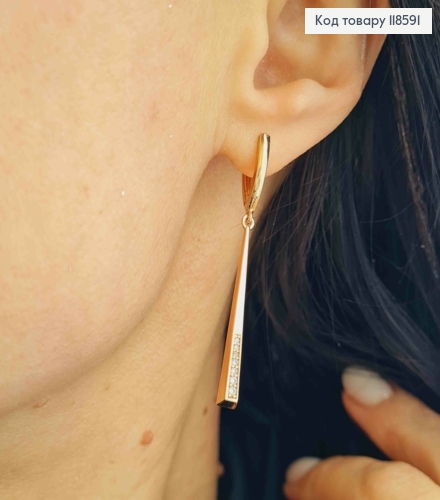 Серьги с подвижной подвеской в ярких камнях, 1,6+3,3см, Xuping 18К 118591 фото 2