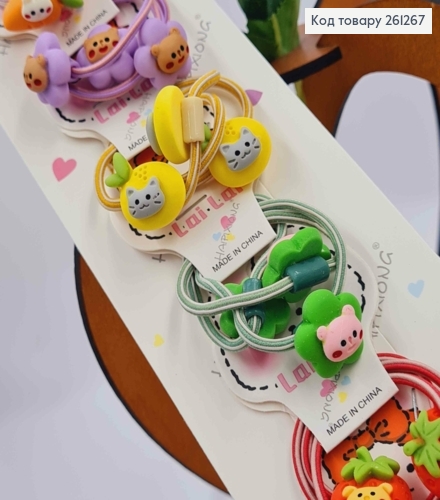 Набор детских резинок (30шт) КОТИКИ/Зайчики на Цветочке в ассортименте. 261267 фото 3