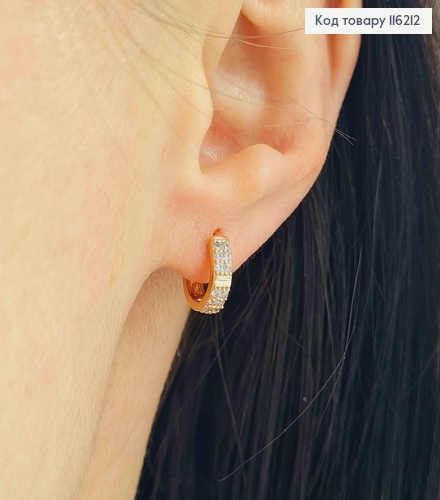 Серьги кольца 1см, с камешками, Xuping 18K 116212 фото 2