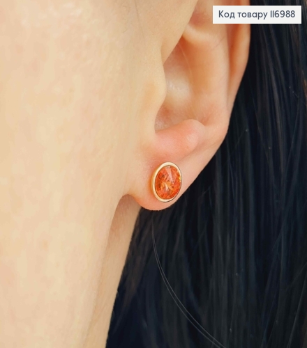 Серьги гвоздики Сваровски, с камнями рубинового цвета, 0,8см. Xuping 18K 116988 фото 2