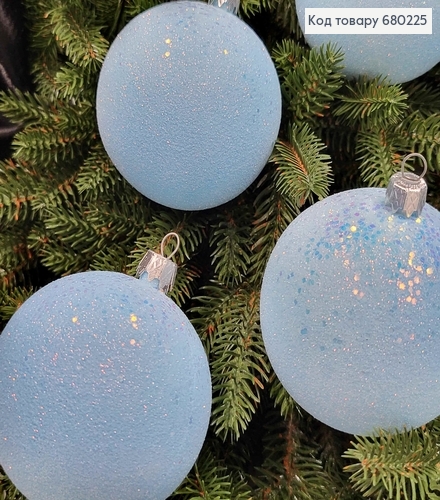 Іграшка куля 80мм РОЗКІШНИЙ БЛИСК,  колір БЛАКИТНИЙ, 6шт/уп., Україна 680225 фото 2