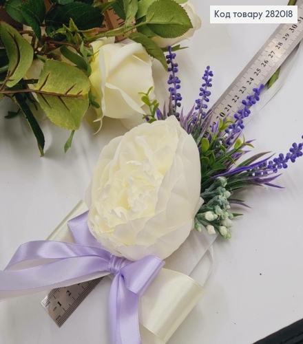 Повязка для корзины ПИОН с лавандой, размер 20*12см, ручная работа, Украина. 283018 фото 3