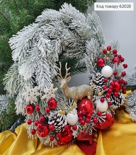 Венок из хвои с игрушками белое напыление в асс. 620211 фото 6