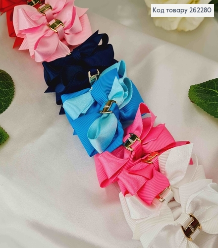 Резинка Бант двойной, репсовый с атласным, 6,5см, цвета в ассорт. 262280 фото 2