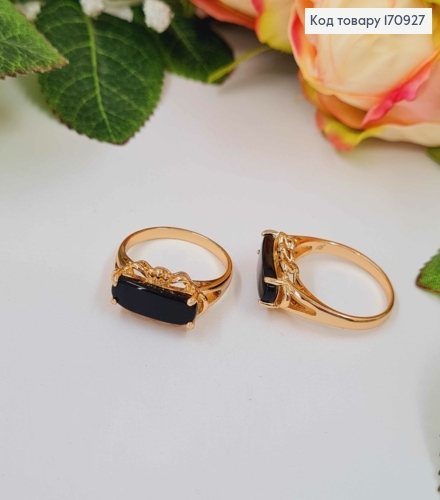 Кольцо, С прямоугольной Черной пластинкой, Xuping 18К 170927 фото 2