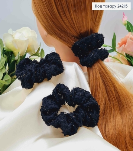 Резинка об'ємна, з люрексом, 10см, чорного кольору  242115 фото 2