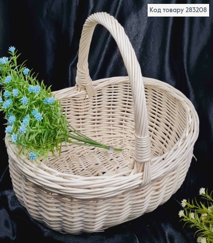 Корзина плетеная овальная, ВЫБЕЛЕНАЯ, (Верх: 34*26см), (Глубина: 12см), (Ручка: 16см), ПОЛЬША 283208 фото 3