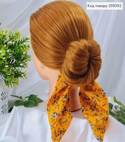 Резинка 5см, Твіллі з бантиком, Оранжевого кольору, з квітковим принтом, довж.16см 255092 фото 3