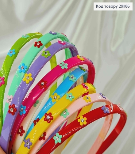 Обруч пластик, с цветными цветочками 0,7см, светлые цвета в ассорт. 291186 фото 3