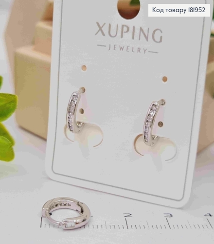 Серьги кольца украшены Блестящими камешками, диаметр 1см, Xuping 181952 фото 2