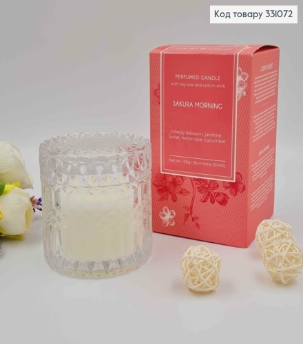 Парфумована свічка  з кришкою, СОЄВА, SACURA MORNING (cherry,jasmine,violet,heliotrope,cucumber) 331072 фото 2