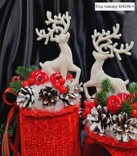 Коробка (11*15см) ЧЕРВОНА +кришка з ОЛЕНЕМ(висота 16см),декорована, ручна робота, Україна 614246-1 фото 2