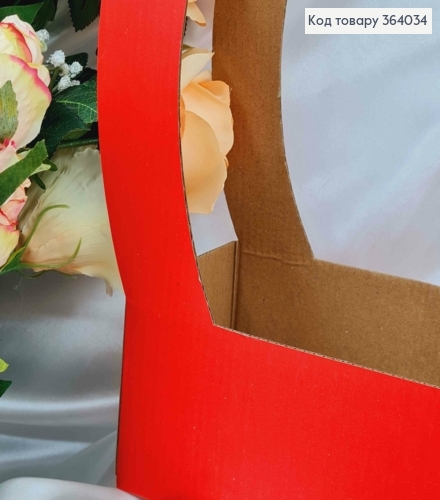 Сумочка флористическая, Красного цвета, картонная складная, 22*11,5*37см. 364034 фото 2