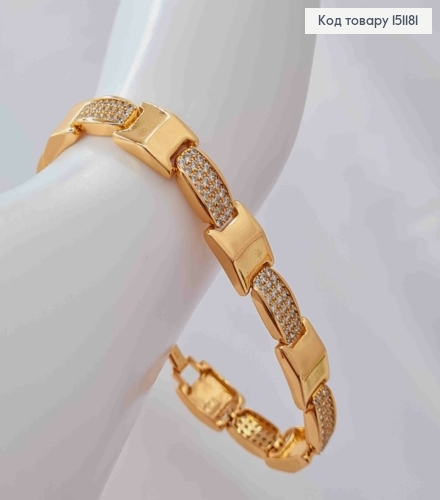 Браслет "Иллюзия" украшен Блестящими камешками, ширина 1см, длина 17+2см, Xuping 18K 151181 фото 2