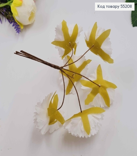 ВАСИЛЬОК (6шт/пучок) АЙВОРИ из ткани (4см) на дротиках 8см 552011 фото 2