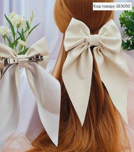 Бант з еко-шкіри АЙВОРІ на заколці , розмір 15*14см, Україна 263050 фото 2
