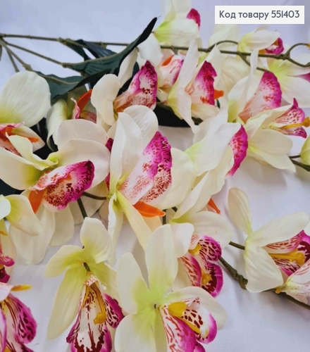Искусственная композиция Орхидея, фиолетово-белого цвета, 5 веток с цветами, высотой 68см. 551403 фото 2