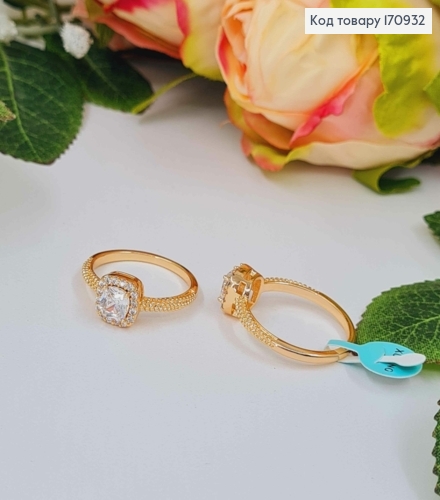 Кольцо, фактурное, С квадратным камнем в оправе, Xuping 18К 170932 фото 2