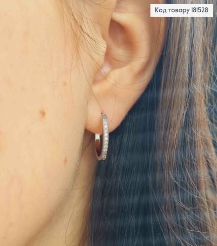 Серьги кольца украшены Блестящими камешками, 1,7см, Xuping 181528 фото 2