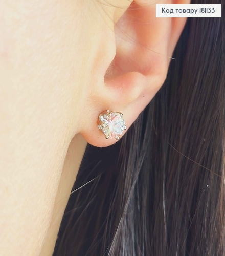 Серьги гвоздики родованные, Камешок 6мм, Xuping 181133 фото 2