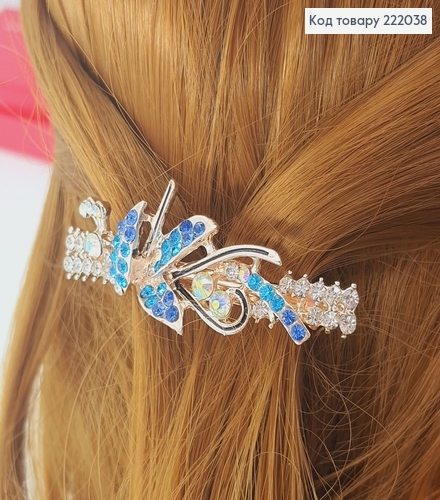 Заколка автомат металл Павлин 6,5 см 222038 фото 4