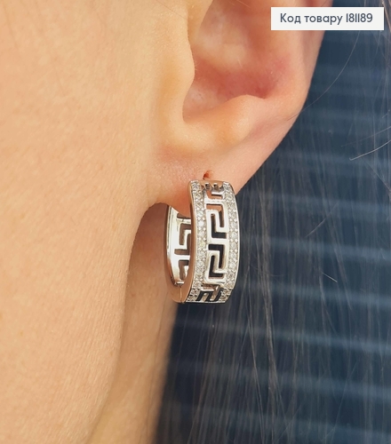 Серьги родованный, Кольца "Версаче" с камешками, шир.7мм, диам 1,5см, Xuping 181189 фото 2
