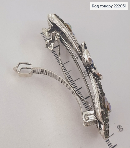 Заколка автомат металл Бантик серебряный 222031 фото 2