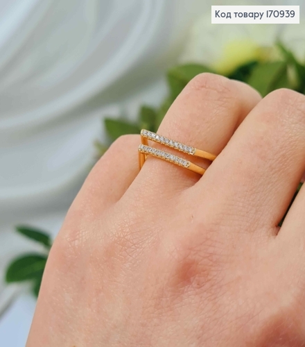 Кольцо, Геометрические линии, в камнях, Xuping 18K 170939 фото 2